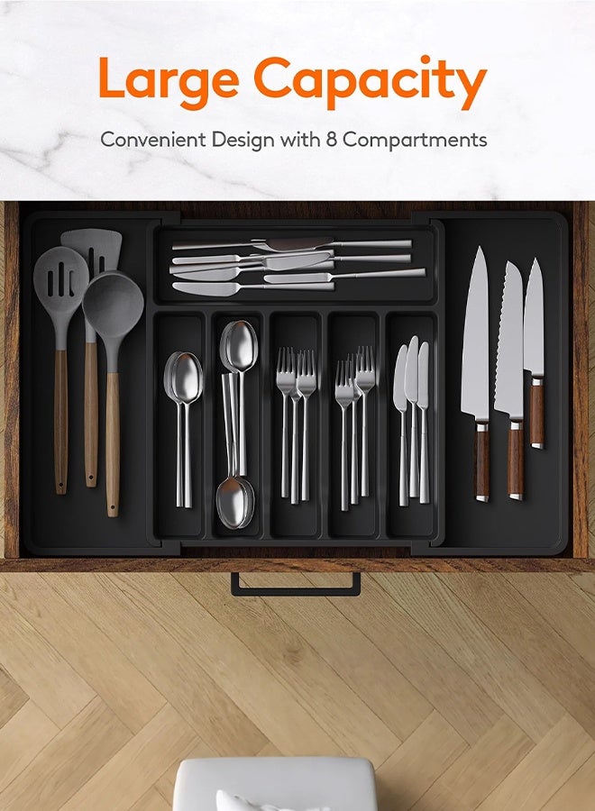 Gaayou Silverware Drawer Organizer, Expandable Utensil Tray for Kitchen, Adjustable Flatware and Cutlery Holder for Spoons Forks Knives - Image 3