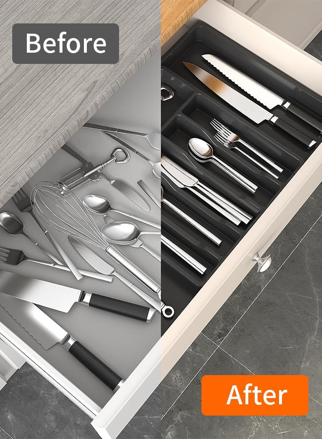 Gaayou Silverware Drawer Organizer, Expandable Utensil Tray for Kitchen, Adjustable Flatware and Cutlery Holder for Spoons Forks Knives - Image 2