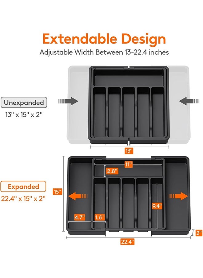 Gaayou Silverware Drawer Organizer, Expandable Utensil Tray for Kitchen, Adjustable Flatware and Cutlery Holder for Spoons Forks Knives - Image 5