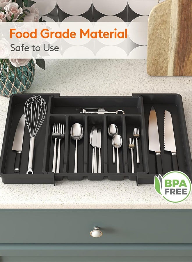 Gaayou Silverware Drawer Organizer, Expandable Utensil Tray for Kitchen, Adjustable Flatware and Cutlery Holder for Spoons Forks Knives - Image 4