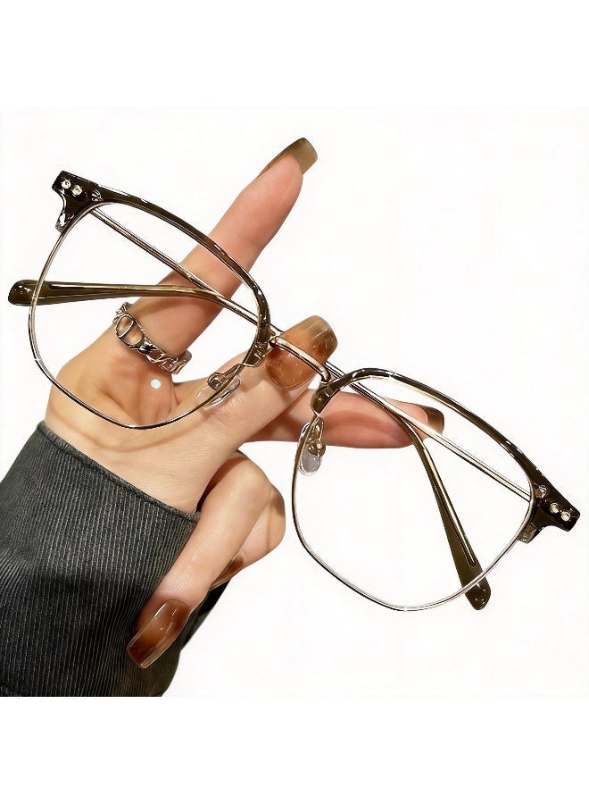 بوكيلار نظارات نسائية PUKCLAR نصف إطار TR90 تيتانيوم خفيفة جداً تجميل الوجه عدسات غير طبية للأعمال والاستخدام اليومي - Image 1