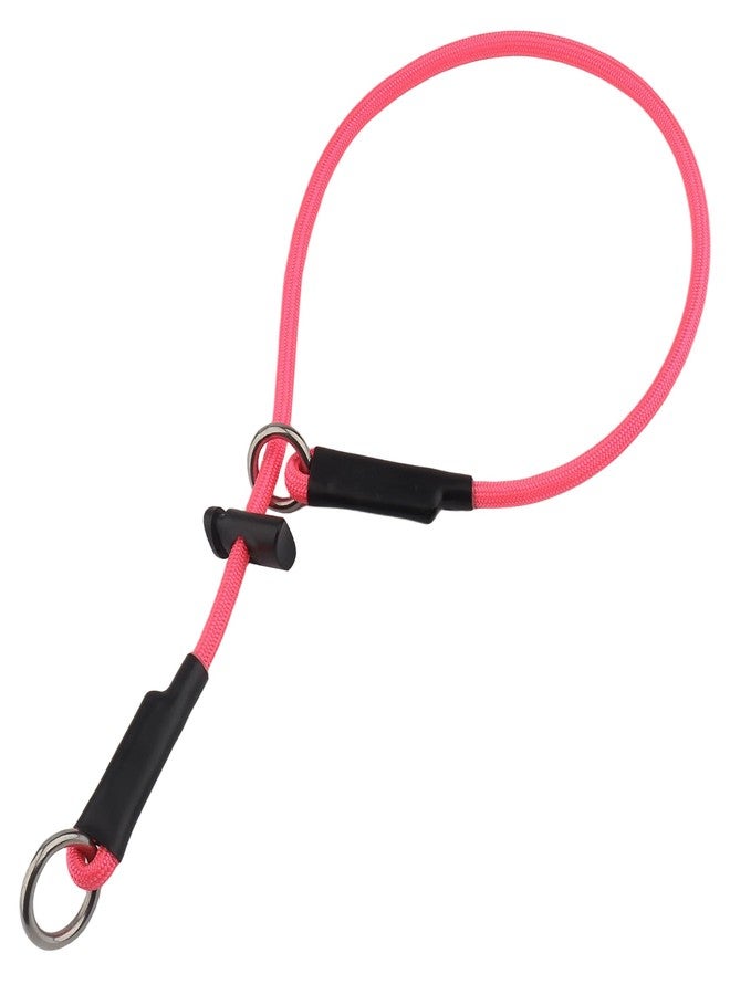 DISCPETSEC Slip Collar for Small & Medium Dogs, 1/4" Nylon Rope Dog Collar with Spring-Loaded Adjustable Stopper, Sturdy Lightweight Slip-On Design (Pink, 24") - Image 1