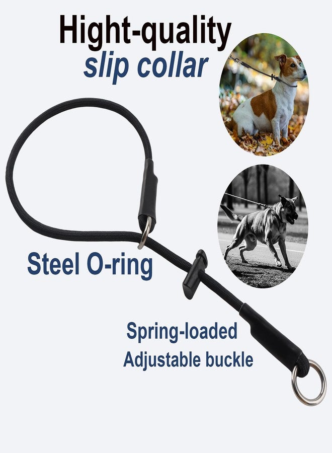 DISCPETSEC Slip Collar for Small & Medium Dogs, 1/4" Nylon Rope Dog Collar with Spring-Loaded Adjustable Stopper, Sturdy Lightweight Slip-On Design (Pink, 24") - Image 3
