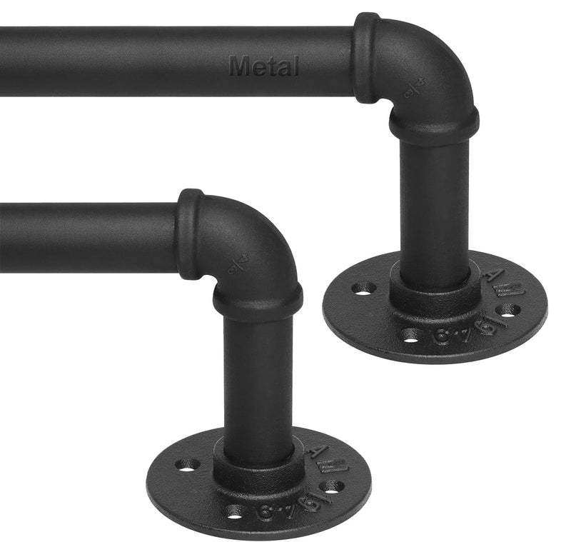 Refrze 2 Pack Curtain Rods for Windows 34 to 48 Inch, Industrial Curtain Rods Wrap Around, Heavy Duty for Bedroom & Outdoor, 34-48", "Black Curtain rod - Image 1