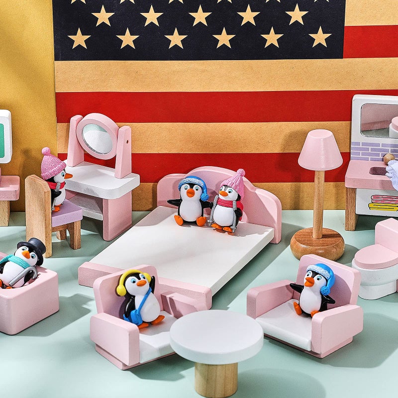 Zhanmai Cute Penguin Characters Toys Penguin Figures Collection Playset Mini Cartoon Penguin Cake Topper Winter Penguin Figurines Cake Decoration for Boy Girl Gift Birthday Landscape Party Supplies(12 Pieces) - Image 4