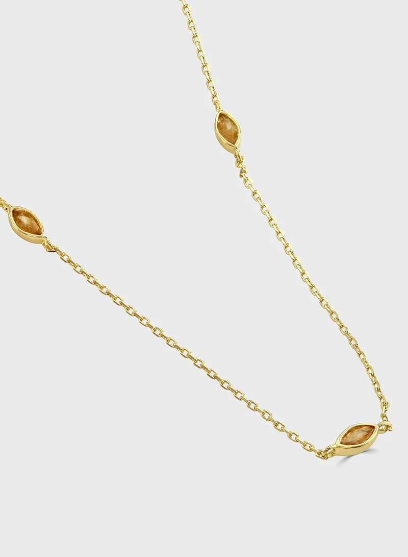 BUCKLEY LONDON Topaz Marquise Crystal Dainty Short Necklace