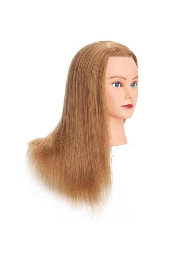 training head 20-22" 100% Human hair Mannequin head Training Head Cosmetology Manikin Head Doll Head with free Clamp Stand (Blonde) - Image 2