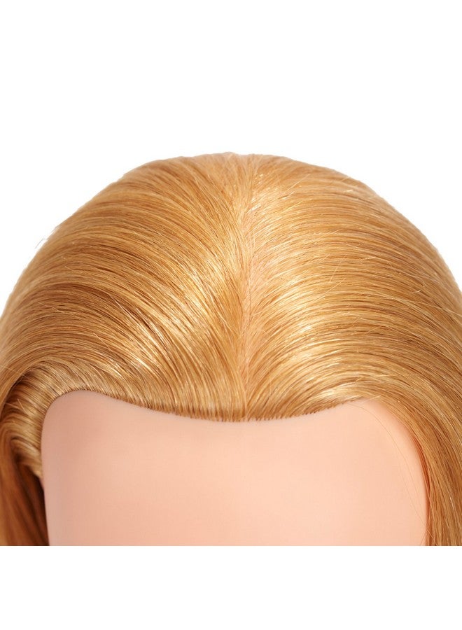 training head 20-22" 100% Human hair Mannequin head Training Head Cosmetology Manikin Head Doll Head with free Clamp Stand (Blonde) - Image 3