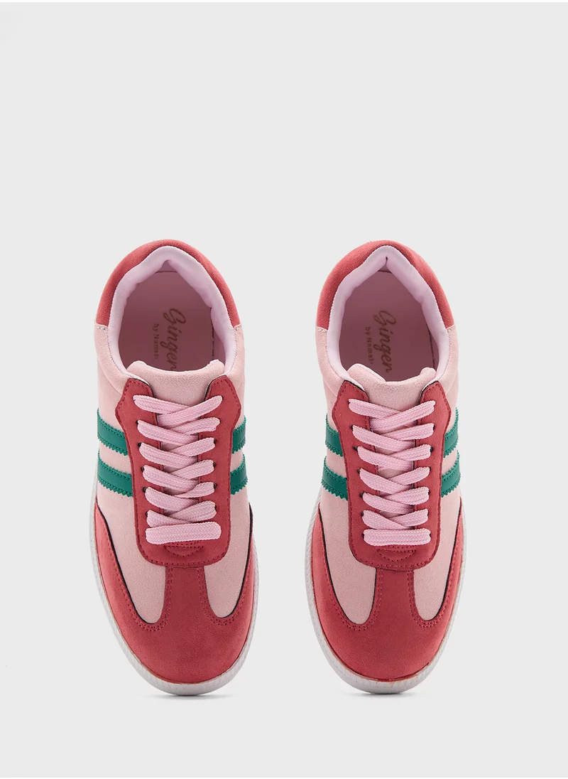Ginger Stripe Detail Suede Sneakers