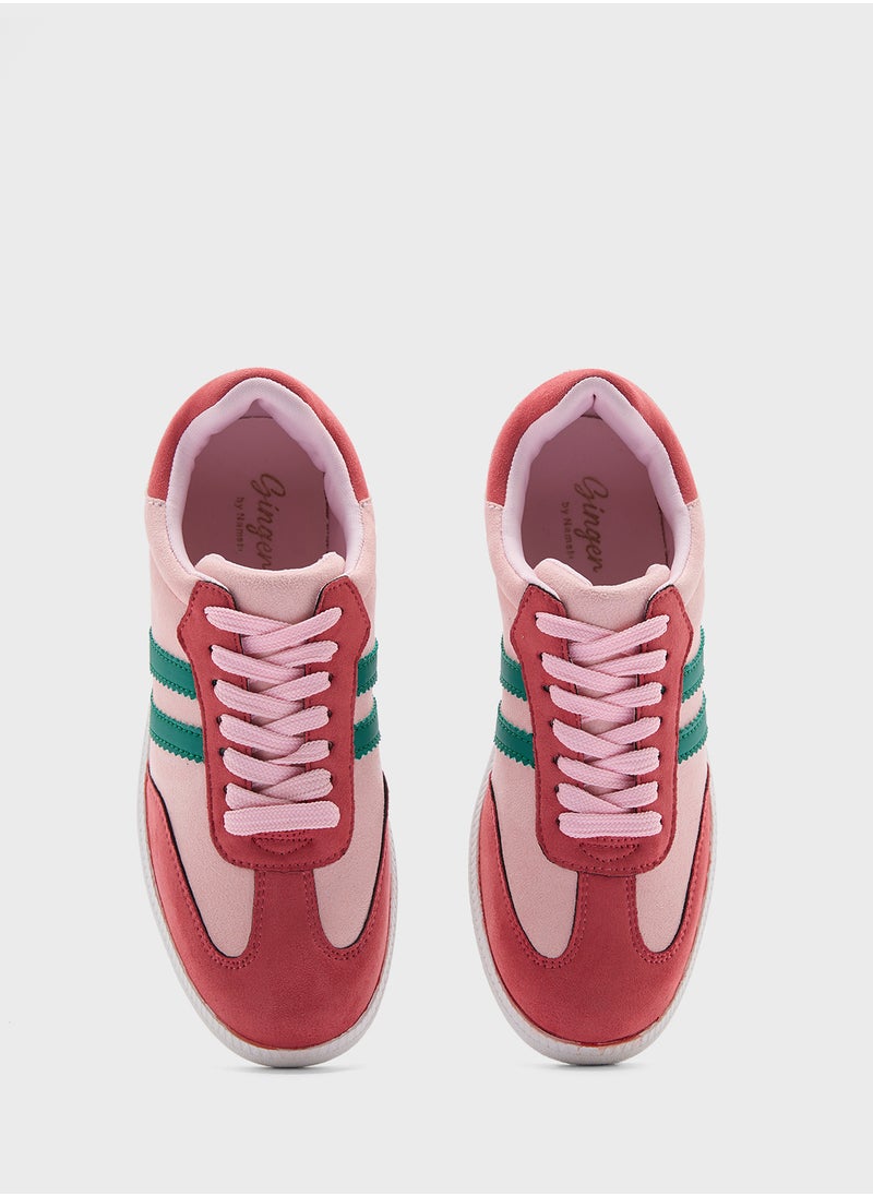 Ginger - Stripe Detail Suede Sneakers - Image 1