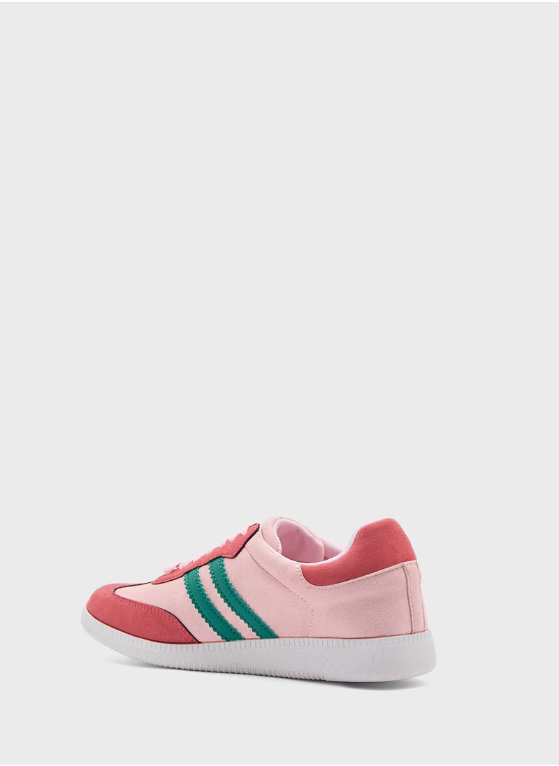 Ginger - Stripe Detail Suede Sneakers - Image 1