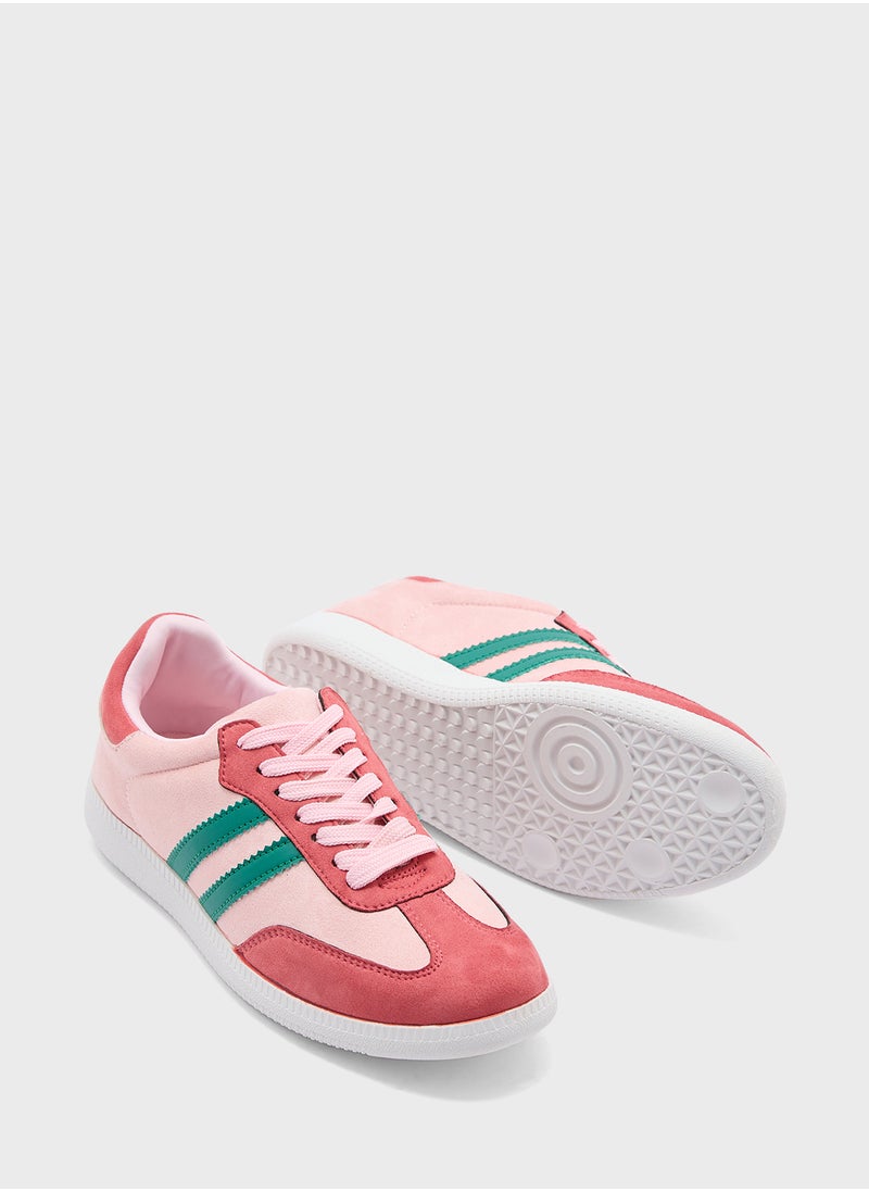 Ginger - Stripe Detail Suede Sneakers - Image 1
