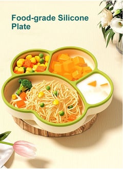 Perfii Baby Suction Plates Silicone Food Plate with Divided Sections Baby Plate for Self Feeding Toddler Feeding Plate with Straw  - Image 4