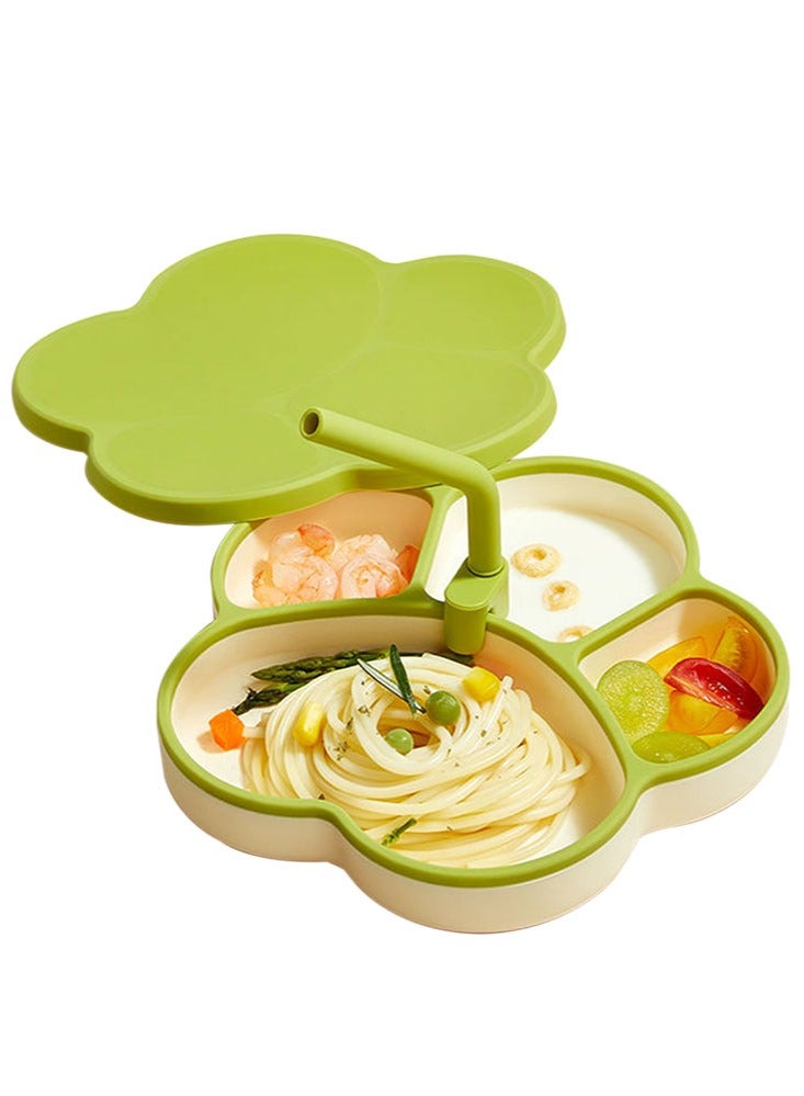 Perfii Baby Suction Plates Silicone Food Plate with Divided Sections Baby Plate for Self Feeding Toddler Feeding Plate with Straw - Image 1