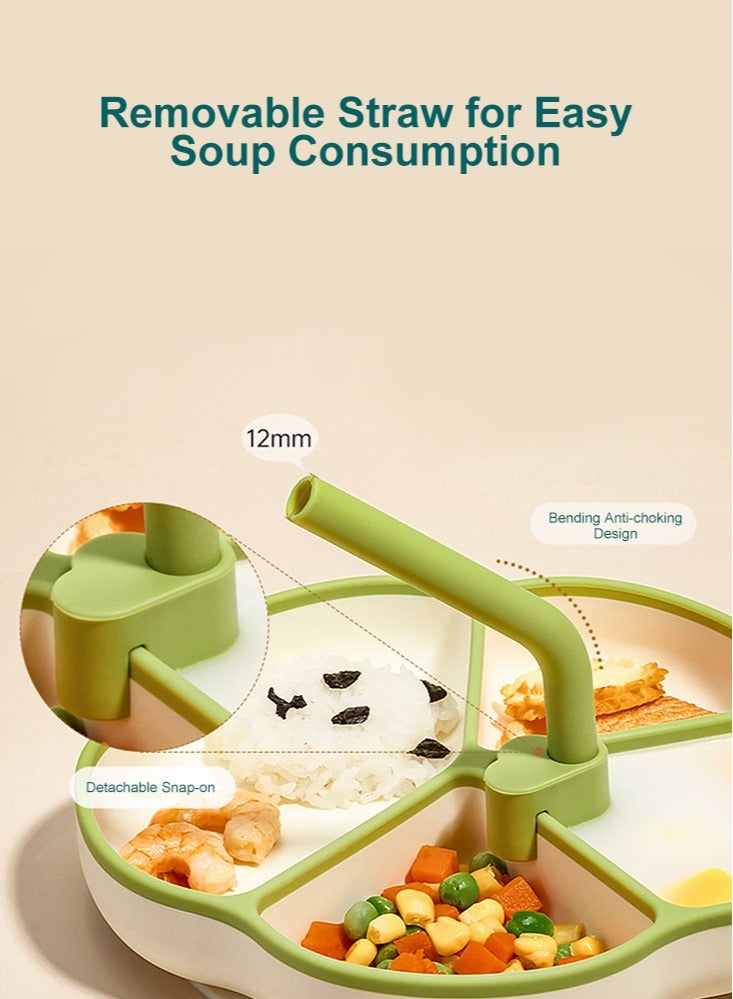 Perfii Baby Suction Plates Silicone Food Plate with Divided Sections Baby Plate for Self Feeding Toddler Feeding Plate with Straw - Image 3