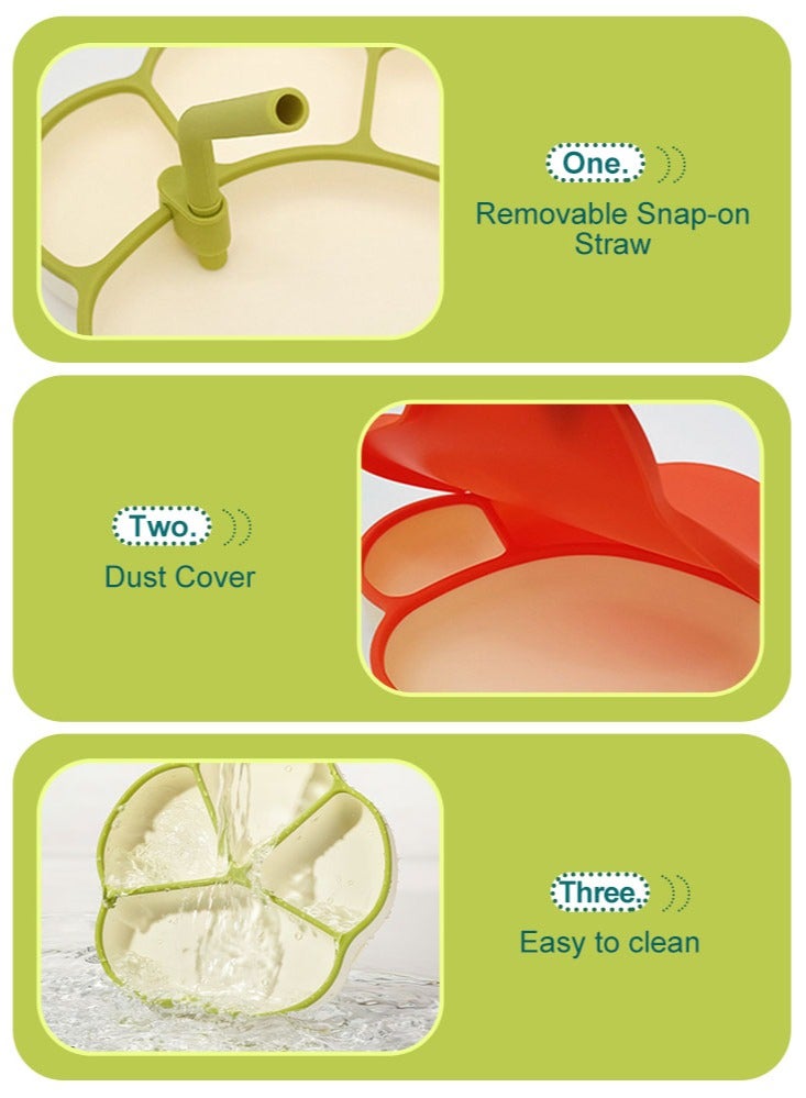 Perfii Baby Suction Plates Silicone Food Plate with Divided Sections Baby Plate for Self Feeding Toddler Feeding Plate with Straw - Image 2