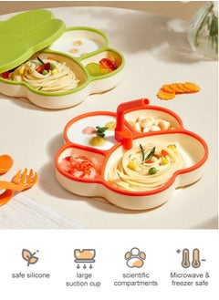 Perfii Baby Suction Plates Silicone Food Plate with Divided Sections Baby Plate for Self Feeding Toddler Feeding Plate with Straw  - Image 5