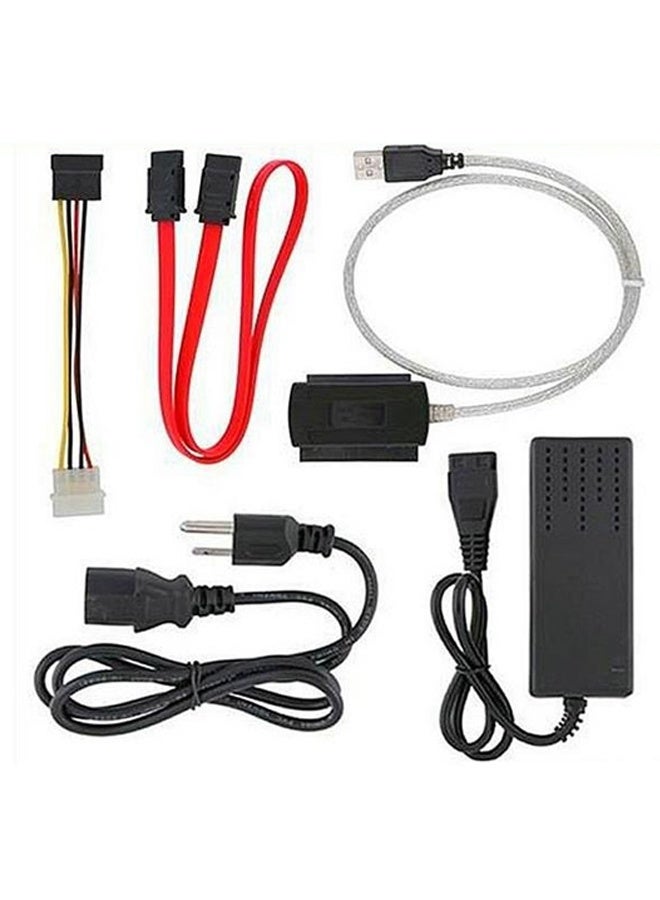 SATA/PATA/IDE Hard Drive to USB 2.0 Adapter Converter Cable for 2.5" 3.5" Hard Disk HDD SSD with External AC Power Supply, Compatible with All Computer System PC Desktop Laptop - Image 1