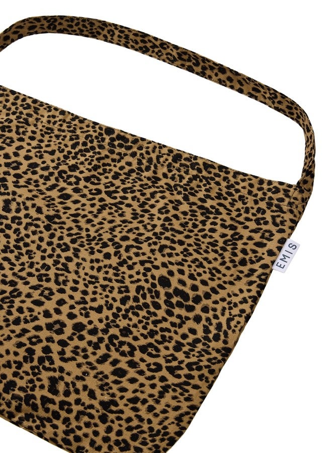 EMIS 22Y Leopard Corduroy Lightweight Unisex Casual Streetwear Eco Tote Bag Brown - Image 4
