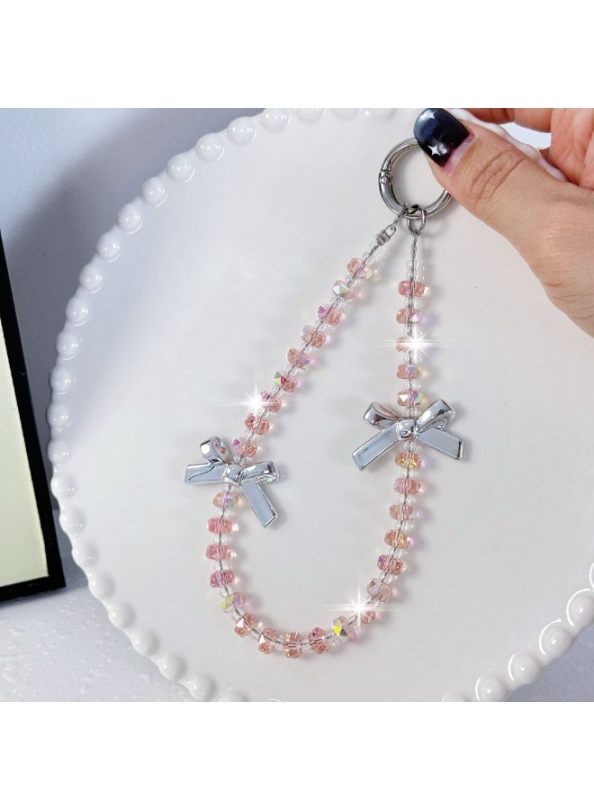 NIBEMINENT Phone Charm/ Chain Strap for Women Girls, Crystal Beaded Necklace Cell Phone Case Lanyard Wrist Strap - Image 1