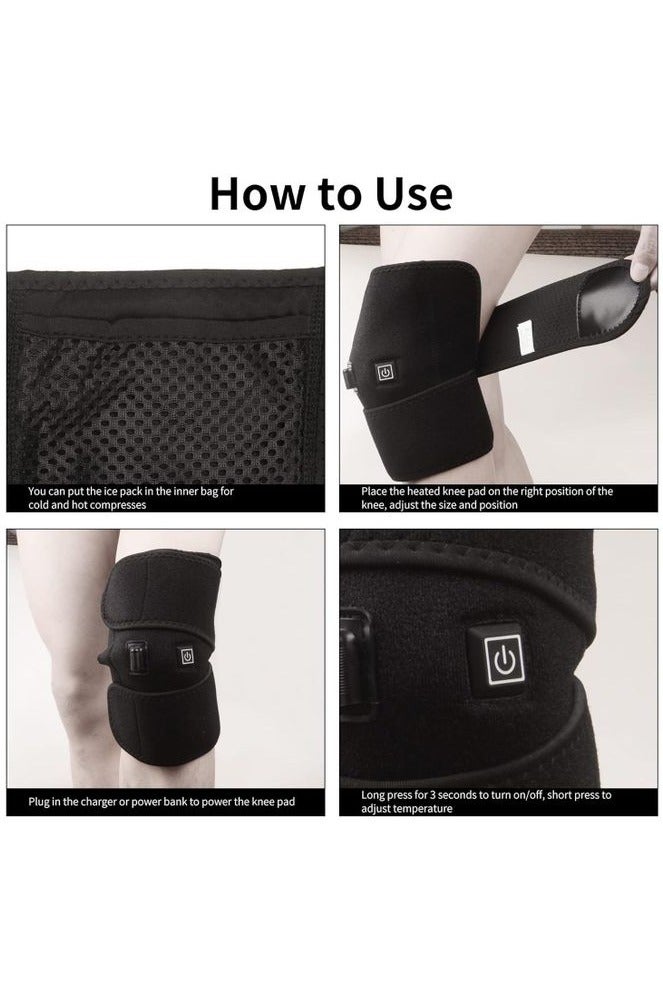 Heated Knee Support, Knee Heating Pad for Arthritis Pain Relief, USB 3-Port Electric Heated Knee Support with Temperature Control, Heat Therapy for Joint Pain, Swelling, Cramps, Rheumatism - Image 3