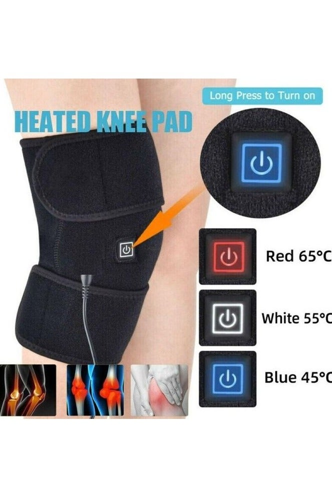 Heated Knee Support, Knee Heating Pad for Arthritis Pain Relief, USB 3-Port Electric Heated Knee Support with Temperature Control, Heat Therapy for Joint Pain, Swelling, Cramps, Rheumatism - Image 2