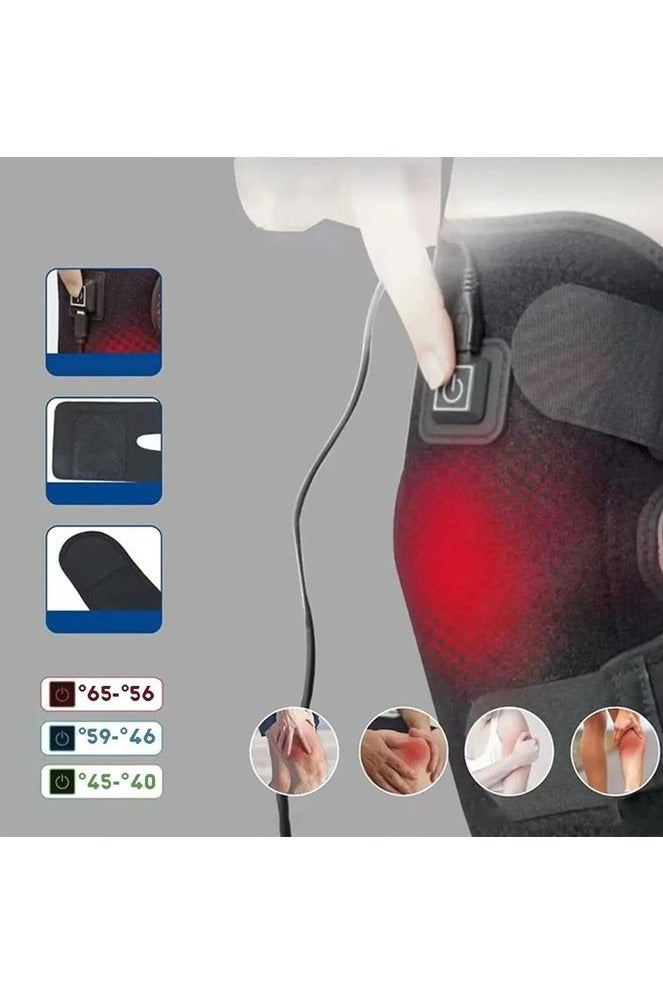 Heated Knee Support, Knee Heating Pad for Arthritis Pain Relief, USB 3-Port Electric Heated Knee Support with Temperature Control, Heat Therapy for Joint Pain, Swelling, Cramps, Rheumatism - Image 1