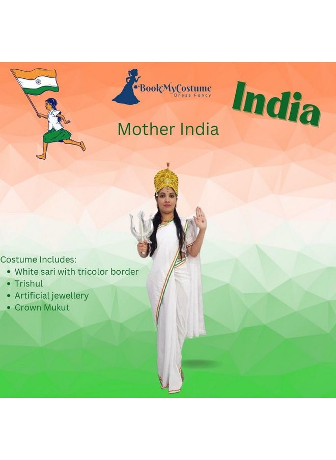 BookMyCostume BookMyCostume Mother India Bharat Mata Patriotic Independence Day Kids Fancy Dress Costume 6 pc set 7-8 years  - Image 5