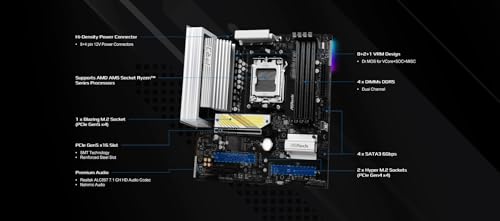 ASRock AMD B850M Pro RS واي فاي 6E مقبس AM5 رايزن 9000، 8000 و7000 سيريز DDR5 B850 حتى 8000+ (OC) ميجاهرتز 256GB لوحة أم Micro ATX M.2 SATA3 6.0 Gb/s PCIe 5.0 Realtek 2.5G LAN BIOS Flashback - Image 5