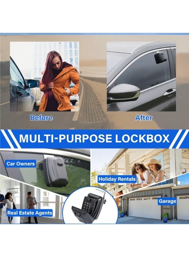 صندوق أمان مفتاح نافذة سيارة، مُحدث، صندوق قفل مفاتيح خارجي، مثبت على الجدار، معتمد من الشرطة، يحتوي على رمز 12 رقمًا قابل لإعادة الضبط وغطاء مقاوم للعوامل الجوية، قفل مفاتيح لتأجير السيارات والبيوت والمكاتب - Image 3