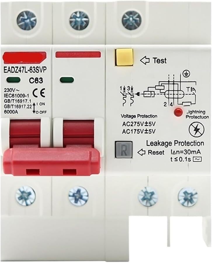 2P PE 20A 230V SPD Surge Protection Circuit Breaker with Overload Overvoltage Protection - Image 2