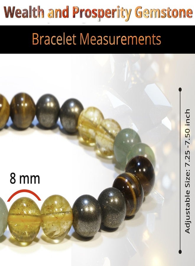 ANAYA AGATE Money Attraction Bracelet for Wealth, Prosperity & Success - Abundance & Good Luck Feng Shui Bracelet with Pyrite, Citrine, Tiger Eye & Green Aventurine Crystals for Women & Men - Image 2