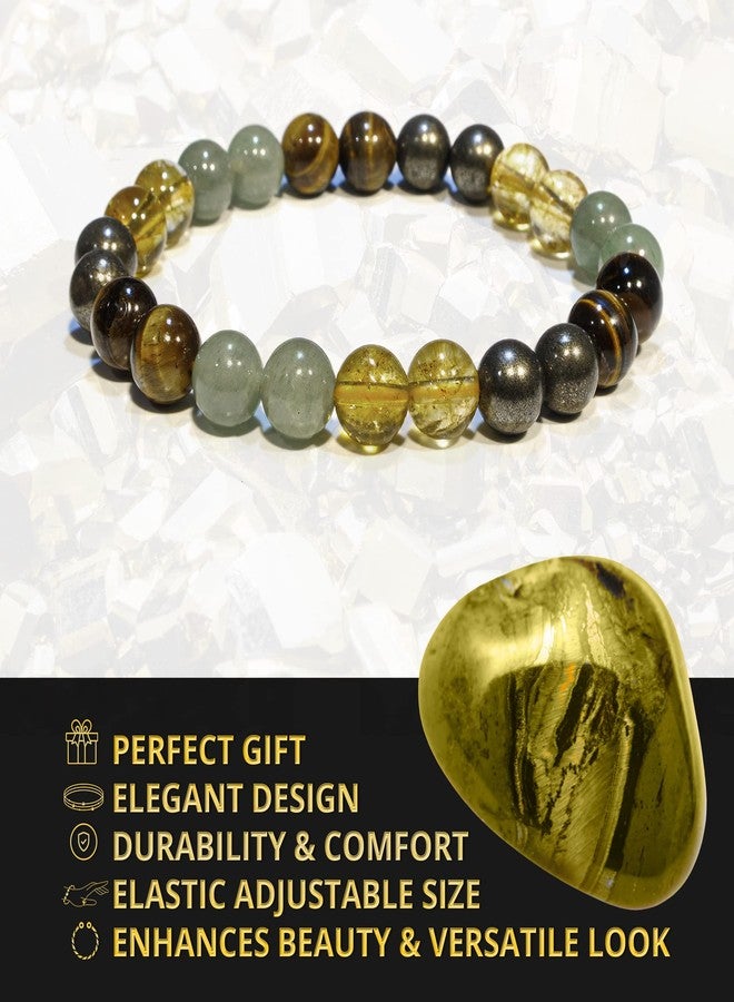 ANAYA AGATE Money Attraction Bracelet for Wealth, Prosperity & Success - Abundance & Good Luck Feng Shui Bracelet with Pyrite, Citrine, Tiger Eye & Green Aventurine Crystals for Women & Men - Image 3