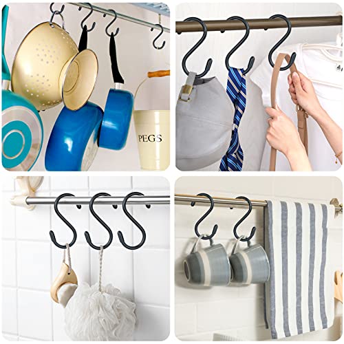 DINGEE 20 Pack Rubber Coated S Hooks for Hanging Plants,Heavy Duty S Hook,Non Slip 3 Inch Closet S Hooks,Steel Metal Black Vinyl Coated Small Hanging Hook for Jeans Pots and Pans Coffee Cups - Image 5