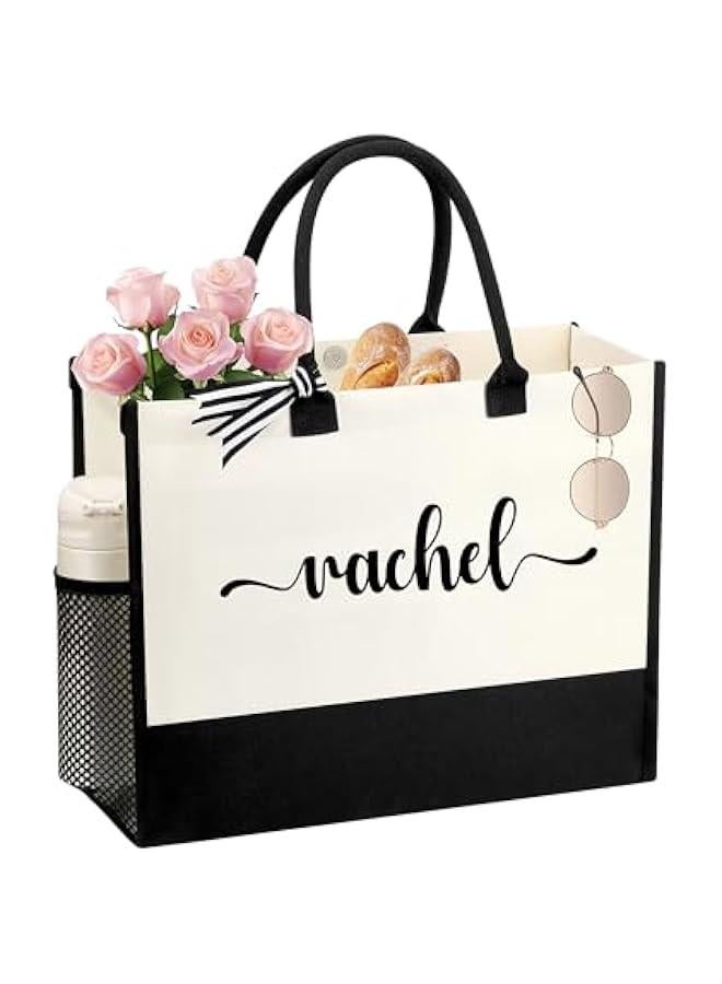 Arabest Personalized Name Tote Bag for Women, Birthday Best Friend Bridesmaid Gifts for Women Canvas Initial Tote Bags - Image 1