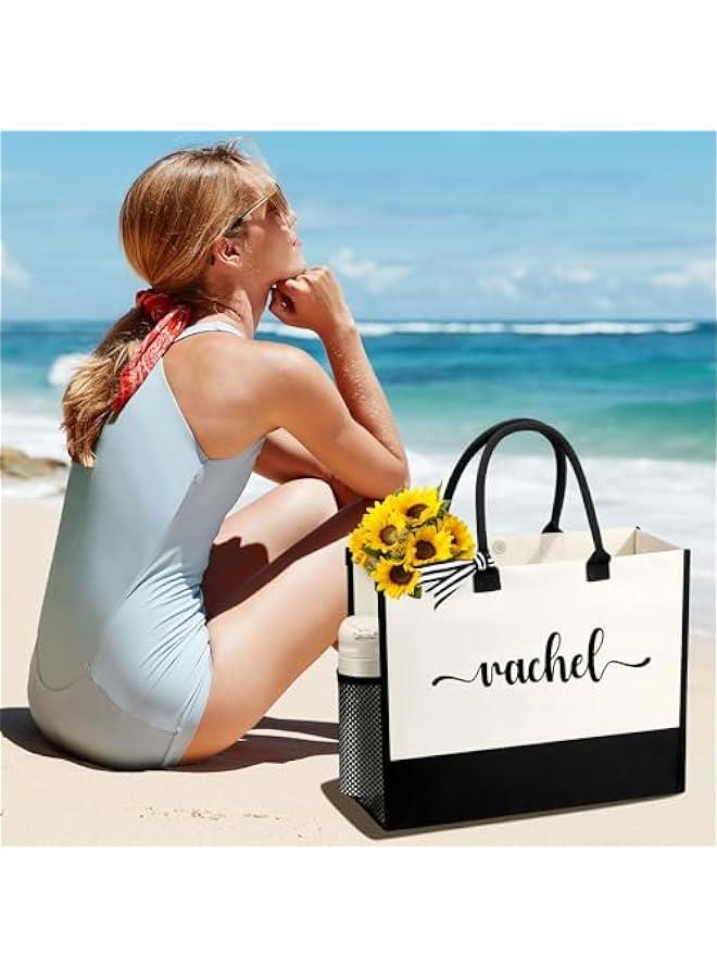 Arabest Personalized Name Tote Bag for Women, Birthday Best Friend Bridesmaid Gifts for Women Canvas Initial Tote Bags - Image 2