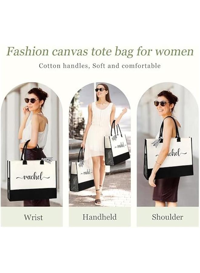 Arabest Personalized Name Tote Bag for Women, Birthday Best Friend Bridesmaid Gifts for Women Canvas Initial Tote Bags - Image 3
