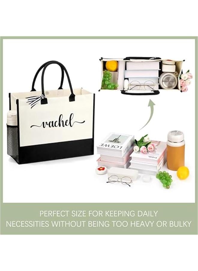 Arabest Personalized Name Tote Bag for Women, Birthday Best Friend Bridesmaid Gifts for Women Canvas Initial Tote Bags - Image 5