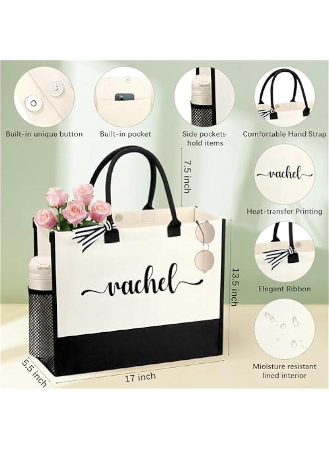 Arabest Personalized Name Tote Bag for Women, Birthday Best Friend Bridesmaid Gifts for Women Canvas Initial Tote Bags - Image 4