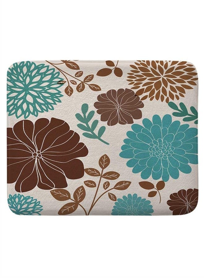 DeeCabin Boho Teal and Brown Floral Bathroom Rugs, Turquoise and Tan Flower Bath Mats for Bathroom, Aqua Blue Bohemia Art Aesthetics Bath Rug, Kitchen Bath Mat Soft Non Slip Bath Rugs 19X31IN - Image 3