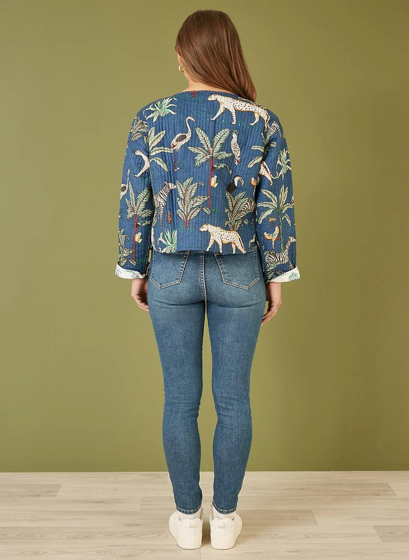يامي Animal Reversible Cotton Quilted Jacket