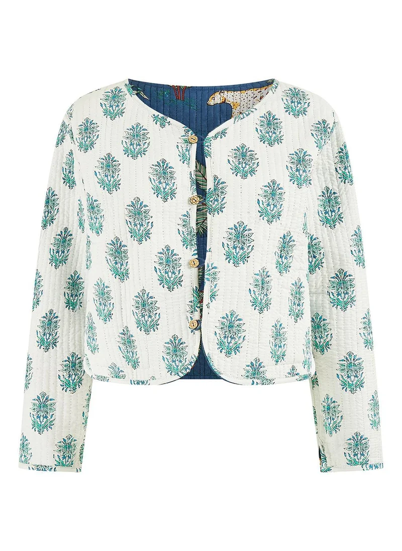 يامي Animal Reversible Cotton Quilted Jacket