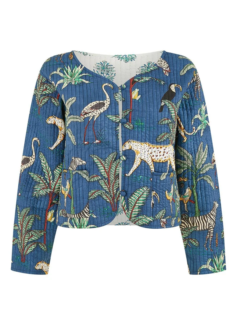 يامي Animal Reversible Cotton Quilted Jacket