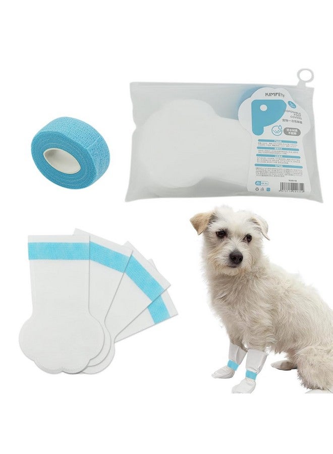 Qpets® 20Pcs Pet Walking Shoes, Water Resistant Lining Design Eco Non-woven Dog Boots Easy-tie Bandage Pet Palm Sleeve Cover for Walking Outdoor Shoes for Medium and Large Dogs-Size L - Image 1