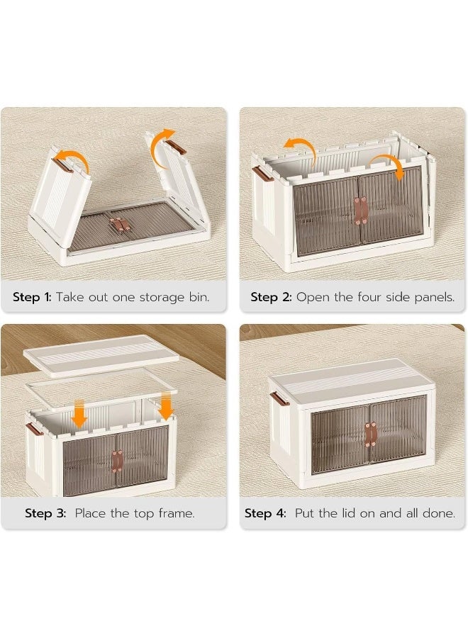 MOMENT 3 Layer Storage Cabinet With Doors, Stackable Plastic Storage Bins With Lid And Wheels, Durable And Spacious Multi-Purpose Cabinet For Home, Office, Or Kitchen (White, 53X32X88Cm) - Image 5