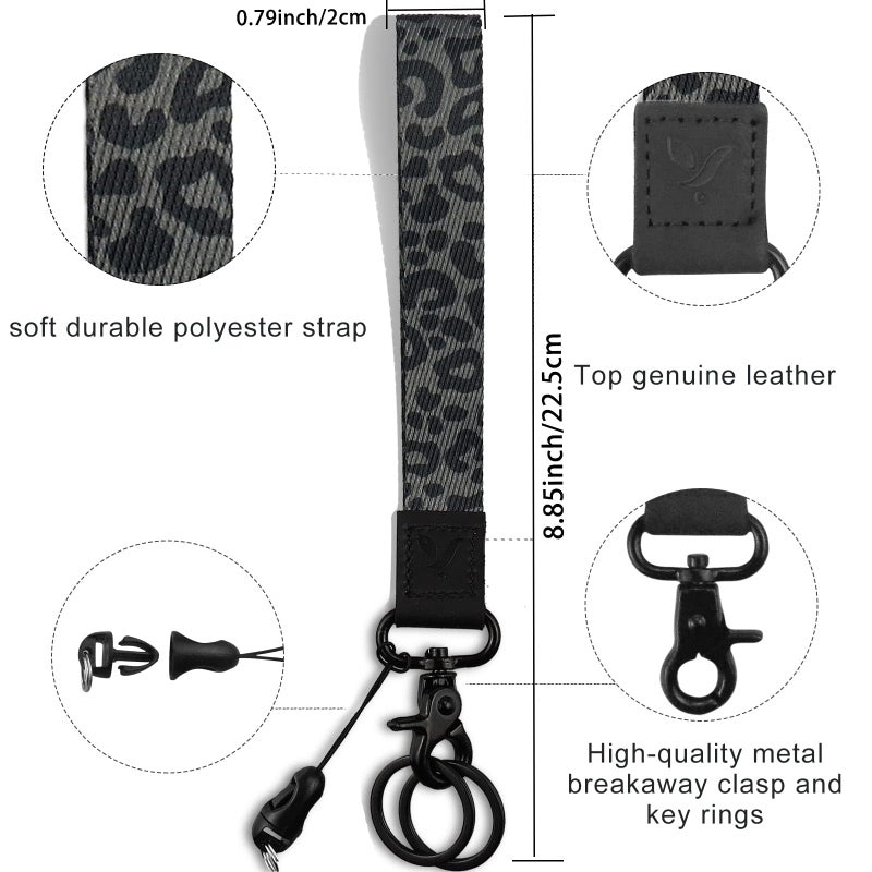 Yiflin Cute Wrist Lanyard for Keys, Keychain, Wallet, Id Holder, Cell Phone, Wristlet Lanyard Key Chain Holderï¼ˆBlack Leopardï¼‰ - Image 2