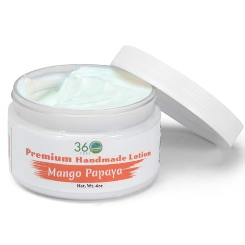 لوشن الجسم 360Feel مانجو بابايا يرطب بزيت جوز الهند وزيت الزيتون نباتي غير دهني للبشرة الحساسة للاستخدام طوال اليوم