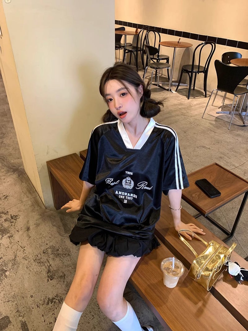 American Style Retro Bright Motorcycle Sports Jersey Men'S And Women'S Summer Breathable Casual Basketball Loose Fashion Brand Top - Image 5