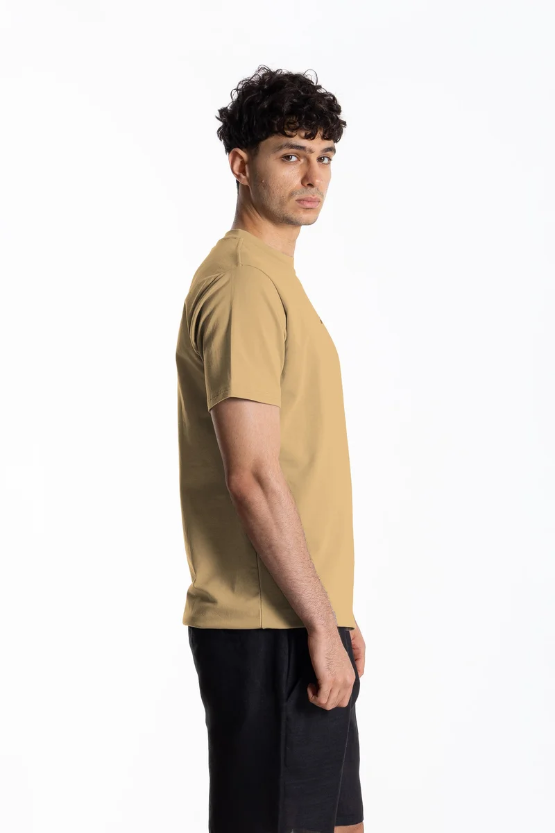 Shapes DARK-BEIGE COTTON BLEND PRINTED T-SHIRT for Men | Best Price UAE