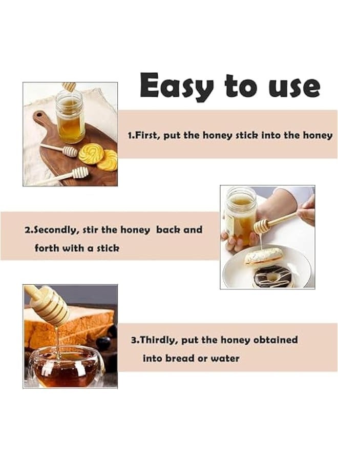 قطعتان من عصي خلط العسل الخشبية من الفخامة، بطول 16 سم، عصا خشبية على شكل قرص العسل، ملاعق تقليب العسل للكراميل وشراب القيقب وبرطمان العسل - عبوة من قطعتين - Image 3